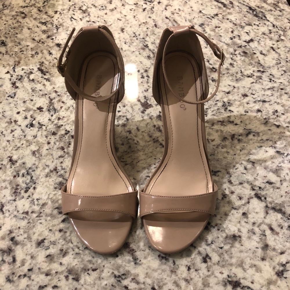 BAMBOO Nude Wedge Sandals